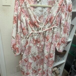 Umgee Floral Midi Dress - Pink and Cream